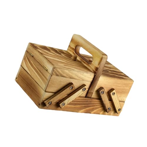 Jiqoe Faltbare Holz-Näh-Organizer-Box, Nähwerkzeug, Aufbewahrungsbox, Strickzubehör, Organizer für Stickerei, Strickzubehör Jiqoe Faltbare Holz-Näh-Organizer-Box, Nähwerkzeug, Aufbewahrungsbox, Strickzubehör, Organizer für Stickerei, Strickzubehör von Jiqoe