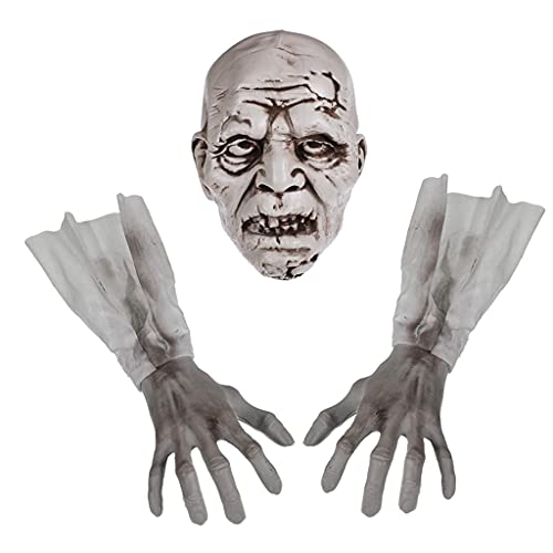 Jiqoe Halloween-Rasenpfähle mit Gesicht und Armen für Halloween, Friedhof, Dekoration, Outdoor-Halloween-Dekorationen, realistischer Knochen Jiqoe Halloween-Rasenpfähle mit Gesicht und Armen für Halloween, Friedhof, Dekoration, Outdoor-Halloween-Dekorationen, realistischer Knochen von Jiqoe