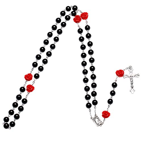 Jiqoe Katholischer Rosenkranz, religiöse Halsketten für Frauen, Anhänger, Glasperlen, lange Kette, Modeschmuck Jiqoe Katholischer Rosenkranz, religiöse Halsketten für Frauen, Anhänger, Glasperlen, lange Kette, Modeschmuck von Jiqoe