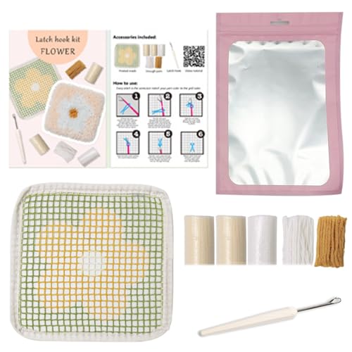 Jiqoe Knüpfhaken-Set, Untersetzer, Strickset, handgefertigte Untersetzer, Bastelset, Verriegelungshaken-Untersetzer-Set für Anfänger, Erwachsene Jiqoe Knüpfhaken-Set, Untersetzer, Strickset, handgefertigte Untersetzer, Bastelset, Verriegelungshaken-Untersetzer-Set für Anfänger, Erwachsene von Jiqoe