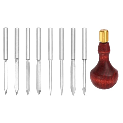 Jiqoe Kratzahle mit Holzgriff, Lederahle, gestanztes Werkzeug, Ahle, Reparaturwerkzeug, Ledernähahhle, Kits für Leder von Jiqoe