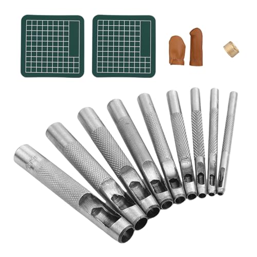 Jiqoe Lochstanzer-Set, rund, Leder, praktisches Leder-Bastelstanzer, Arbeitswerkzeug für Uhrenarmbänder, Bastelprojekte Jiqoe Lochstanzer-Set, rund, Leder, praktisches Leder-Bastelstanzer, Arbeitswerkzeug für Uhrenarmbänder, Bastelprojekte von Jiqoe