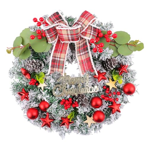 Jiqoe Luxuriöser Weihnachtskranz mit Schleife, dekoriert, mit Kugeln, eleganter Weihnachtskranz mit Festival-Ornament für drinnen Jiqoe Luxuriöser Weihnachtskranz mit Schleife, dekoriert, mit Kugeln, eleganter Weihnachtskranz mit Festival-Ornament für drinnen von Jiqoe
