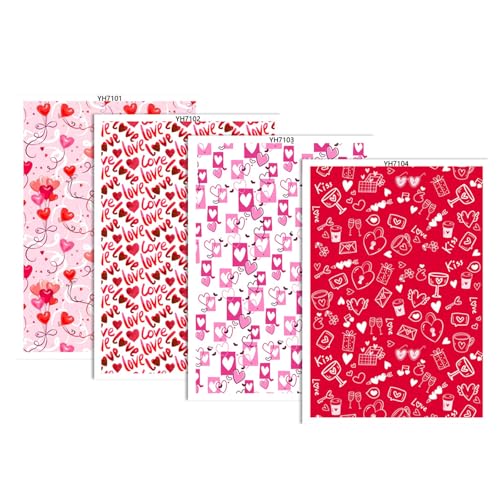 Jiqoe Transferpapier für Ton, Ohrringe, Schmuckherstellung, wasserlösliches Papier, Valentinstag, Herz-Transferblätter, 4 Stück Jiqoe Transferpapier für Ton, Ohrringe, Schmuckherstellung, wasserlösliches Papier, Valentinstag, Herz-Transferblätter, 4 Stück von Jiqoe