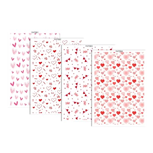 Jiqoe Transferpapier für Ton, Ohrringe, Schmuckherstellung, wasserlösliches Papier, Valentinstag, Herz-Transferblätter, 4 Stück Jiqoe Transferpapier für Ton, Ohrringe, Schmuckherstellung, wasserlösliches Papier, Valentinstag, Herz-Transferblätter, 4 Stück von Jiqoe