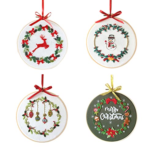 Jiqoe Weihnachts-Stickerei, 4 Stück, für Bastelarbeiten, Heimdekoration Jiqoe Weihnachts-Stickerei, 4 Stück, für Bastelarbeiten, Heimdekoration von Jiqoe