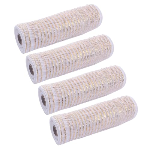 Jiqoe Weihnachtsbaumschmuck aus Netzstoff, tragbar, für Bastelarbeiten, Feiertagsdekorationen, mehrfarbig, 4 Rollen Jiqoe Weihnachtsbaumschmuck aus Netzstoff, tragbar, für Bastelarbeiten, Feiertagsdekorationen, mehrfarbig, 4 Rollen von Jiqoe
