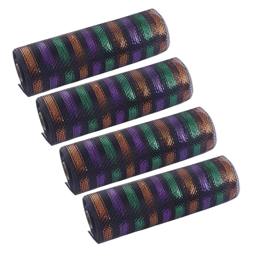 Jiqoe Weihnachtsbaumschmuck aus Netzstoff, tragbar, für Bastelarbeiten, Feiertagsdekorationen, mehrfarbig, 4 Rollen Jiqoe Weihnachtsbaumschmuck aus Netzstoff, tragbar, für Bastelarbeiten, Feiertagsdekorationen, mehrfarbig, 4 Rollen von Jiqoe