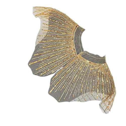 Pailletten-Kragen-Aufnäher für Kleid, Kleidung, Revers, Zubehör, Abzeichen zum Aufnähen auf Perlenrevers von Jiqoe