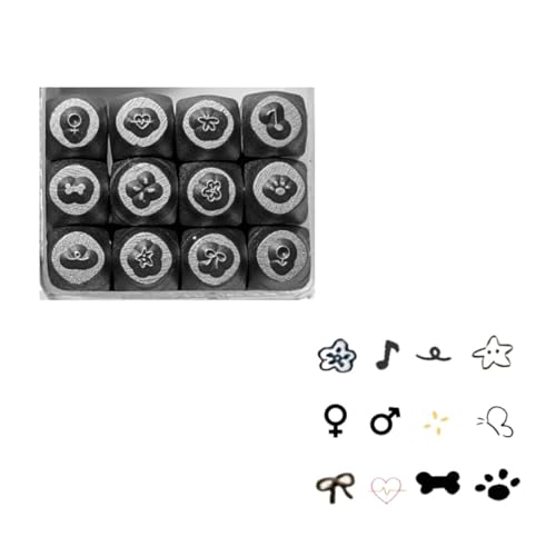 Set mit 12 Metallmeißeln, 2 mm, Tier-Serie, Schmuck-Gravurwerkzeug, Metallstempel-Set für Schmuckherstellungs-Enthusiasten Set mit 12 Metallmeißeln, 2 mm, Tier-Serie, Schmuck-Gravurwerkzeug, Metallstempel-Set für Schmuckherstellungs-Enthusiasten von Jiqoe
