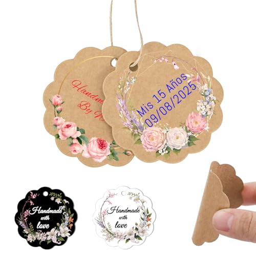 Personalisierte Anhänger zum Aufhängen, Dankeschön-Etiketten für Hochzeitsgeschenke, individuelle Geschenketiketten für handgefertigte Artikel mit Schnur (60 Muster zur Auswahl) von Jishiletao
