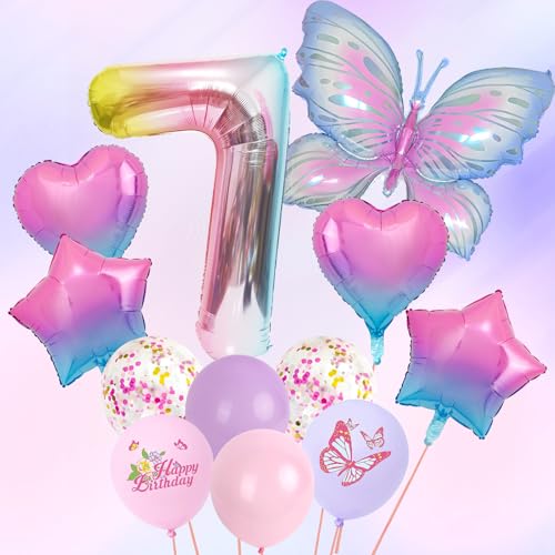 Lila Deko Geburtstag Mädchen, Lila Schmetterling Folienballons 12 Stück 12 Zoll Pastell Lila Rosa Luftballon Zahl 7 Luftballon Geburtstagsdeko Mädchen Set für 7 Jahre Mädchen Geburtstag Deko Babyparty Lila Deko Geburtstag Mädchen, Lila Schmetterling Folienballons 12 Stück 12 Zoll Pastell Lila Rosa Luftballon Zahl 7 Luftballon Geburtstagsdeko Mädchen Set für 7 Jahre Mädchen Geburtstag Deko Babyparty von Jiusely