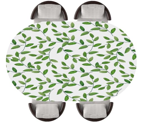 Jixoria Ovale Tischdecke, grüne Blätter, elastisch, für Esszimmer, Küche, Zuhause, Hochzeit, Party, Design273, passend für ovale Tische mit 106,7 x 152,4 cm von Jixoria
