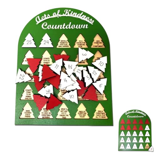 2025 Adventskalender Countdown Weihnachten 25 Tage Countdown bis zur Veranstaltung Dekor Urlaub für Kinder Erwachsene Mädchen Jungen Geschenk Ornament Holz (Grün) von Jiyikua