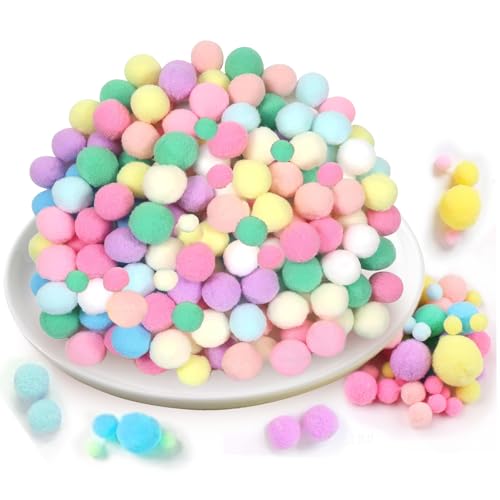 Jizxol Pompons zum Basteln, 270 Stück 1-3cm Bunt Mini Pompons, Filzkugeln Bunt, Bommel zum Basteln für Lustige DIY Kreative Handwerk, Festival und Party Dekoration(4 Größen). von Jizxol