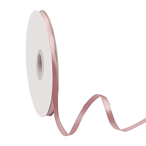 Jizxol Satinband, 6 mm x 91 Meter Geschenkband, Stoffband, Dekoband für Weihnachten Geschenkverpackung, Hochzeit Weihnachtsdeko Party (rosegold) von Jizxol