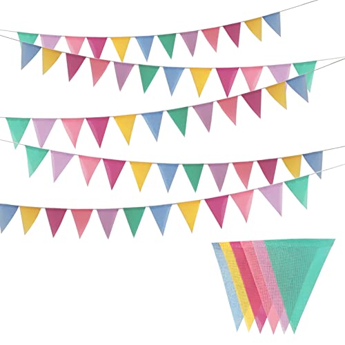 Jizxol Wimpelkette, Wimpelkette Outdoor wetterfest, Wimpelkette Stoff, Leinenimitat, Dekoration für Hochzeit, Party, Erster Schultag, Geburtstag, Gartenparty,kinderzimmer(60 Stück) von Jizxol
