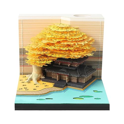 Omoshiroi Block 3D Notizblock 2024 Kalender 3D Baumhaus Memo Pad Niedlicher Block Weihnachtsnotizen Neue klebrige Jahre 3D Geschenknotizen von Jkapagzy