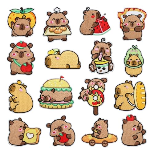 Bügel Aufnäher,Stickerei Aufnäher Capybara 16 Stück - Ästhetische Abzeichen Zubehör Zum Reparieren Und Verzieren Von Rucksack Jacke Mütze Für Damen Herren Bügel Aufnäher,Stickerei Aufnäher Capybara 16 Stück - Ästhetische Abzeichen Zubehör Zum Reparieren Und Verzieren Von Rucksack Jacke Mütze Für Damen Herren von Jkioump