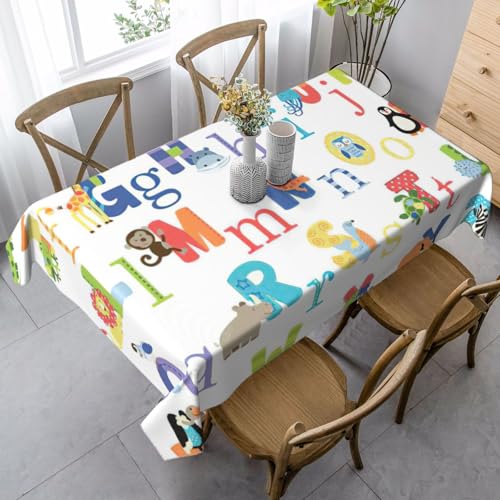 Jkkghll Camping-Dekoration, Motiv: Tier-Alphabet, 89 x 140 cm, vielseitige, rechteckige Tischdecke für Küche, Esszimmer Jkkghll Camping-Dekoration, Motiv: Tier-Alphabet, 89 x 140 cm, vielseitige, rechteckige Tischdecke für Küche, Esszimmer von Jkkghll