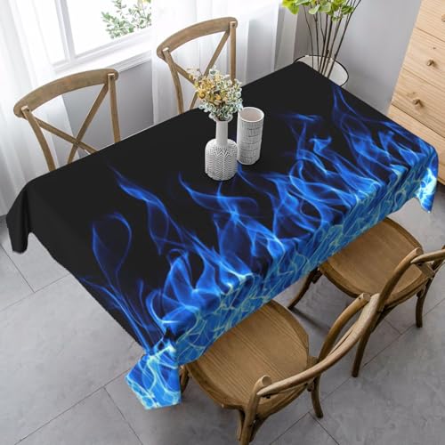 Jkkghll Camping-Dekoration, Motiv: blaue Flamme, 89 x 140 cm, vielseitige, rechteckige Tischdecke für Küche, Esszimmer von Jkkghll