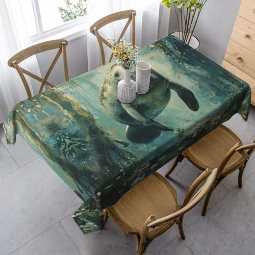 Jkkghll Campingdekoration mit Seekuh, 89 x 140 cm, vielseitige, rechteckige Tischdecke für Küche, Esszimmer von Jkkghll