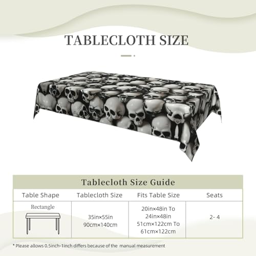Jkkghll Campingdekoration mit schwarzem Totenkopf-Druck, vielseitige, rechteckige Tischdecke für Küche, Esszimmer, 89 x 140 cm Jkkghll Campingdekoration mit schwarzem Totenkopf-Druck, vielseitige, rechteckige Tischdecke für Küche, Esszimmer, 89 x 140 cm von Jkkghll