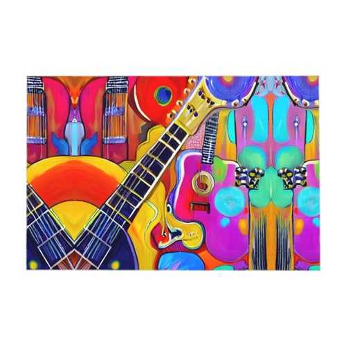 Jkkghll Farbige Akustik- und Gitarren-Druck, Camping-Dekoration, 89 x 140 cm, vielseitige, rechteckige Tischdecke für Küche, Esszimmer Jkkghll Farbige Akustik- und Gitarren-Druck, Camping-Dekoration, 89 x 140 cm, vielseitige, rechteckige Tischdecke für Küche, Esszimmer von Jkkghll