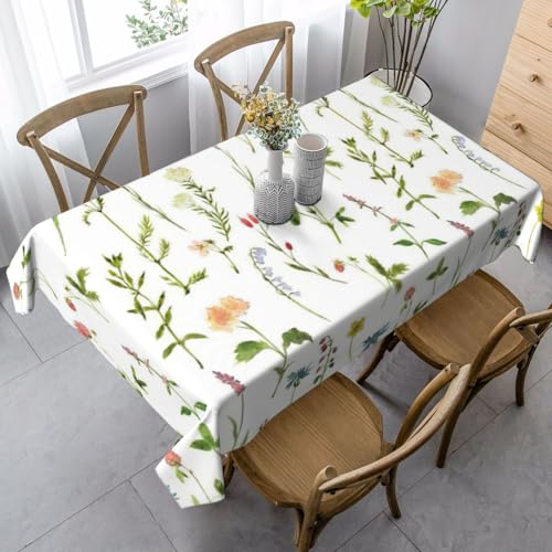 Jkkghll Jahreszeit, Aquarellfarben von Kräutern, Blumen, Camping-Dekoration, 89 x 140 cm, vielseitige, rechteckige Tischdecke für Küche, Esszimmer Jkkghll Jahreszeit, Aquarellfarben von Kräutern, Blumen, Camping-Dekoration, 89 x 140 cm, vielseitige, rechteckige Tischdecke für Küche, Esszimmer von Jkkghll