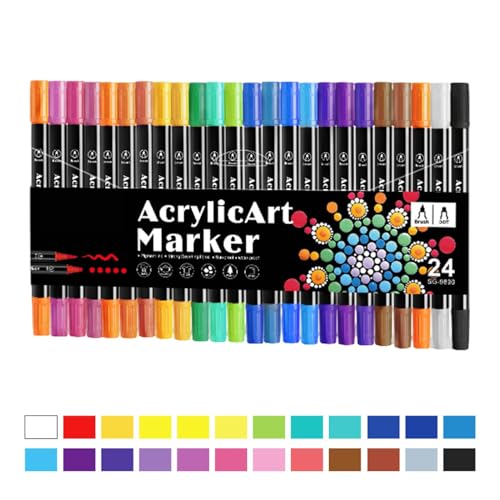 Jlkegfdf Acrylfarben-Marker, Pinselspitze und Punktspitze, bunte Marker für Steinmalerei, Acryl-Marker, kreatives Basteln, Kunstbedarf für Kinder und Erwachsene von Jlkegfdf