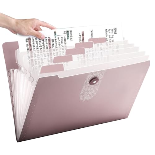 Jlkegfdf Fächermappen, Papier-Organizer, A4-Dokumentenmappe mit 12 Fächern, tragbarer Quittungspapier, Rechnungen, Dokumenten-Organizer für die Schule von Jlkegfdf