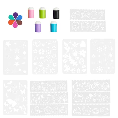 Jlkegfdf Fingermalset für Kinder, Bastel-Finger-Dauber-Set, Bastel-Finger-Daubers, Zeichenschwamm-Set mit 6 farbigen Stempelkissen für Weihnachtskarten von Jlkegfdf