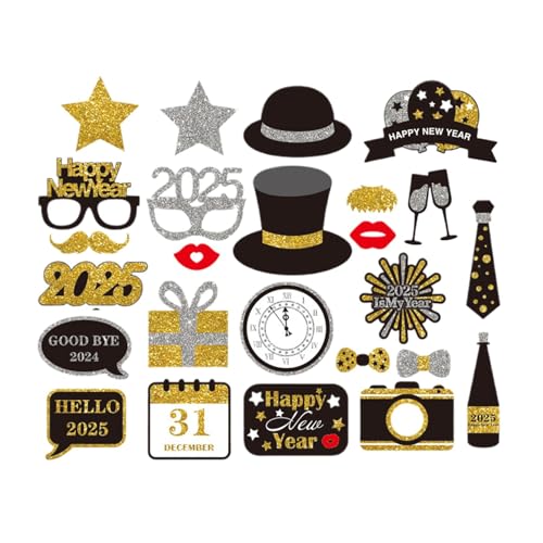 Jlkegfdf Foto-Requisiten für Neujahrsfotos, kreative Neujahrs-Foto-Requisiten 2025 – goldene und schwarze Neujahrs-Bilderdekorationen, 25 x Requisiten für Fotoshootings Jlkegfdf Foto-Requisiten für Neujahrsfotos, kreative Neujahrs-Foto-Requisiten 2025 – goldene und schwarze Neujahrs-Bilderdekorationen, 25 x Requisiten für Fotoshootings von Jlkegfdf