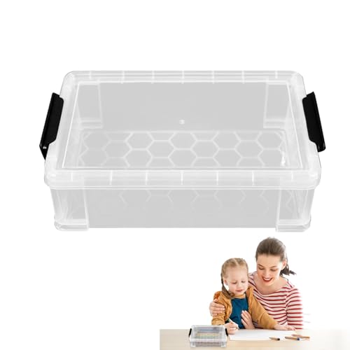 Jlkegfdf Kunst-Werkzeugkasten, multifunktionale Ölfarbenaufbewahrung, tragbare Aufbewahrung von Kunstbedarf, verdickter Mal-Organizer, transparente Künstlerbox für Kinder, , Mädchen von Jlkegfdf