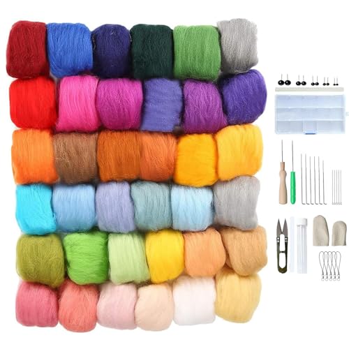 Jlnmmn Filzwolle 36 Farben je 3 Gramm, Nadelfilz Set, Filzwolle Filz Starterset, Nadelfilz Starter Kit, Wolle Zum Filzen, für Hand Spinning DIY Craft Projekte Anfänger mit Aufbewahrungsbox Jlnmmn Filzwolle 36 Farben je 3 Gramm, Nadelfilz Set, Filzwolle Filz Starterset, Nadelfilz Starter Kit, Wolle Zum Filzen, für Hand Spinning DIY Craft Projekte Anfänger mit Aufbewahrungsbox von Jlnmmn