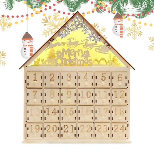 Adventskalender aus Holz, Adventskalenderbox, beleuchteter Weihnachts-Countdown-Kalender aus Holz mit 24 Schubladen - Tischdekorationen mit Box Adventskalender aus Holz, Adventskalenderbox, beleuchteter Weihnachts-Countdown-Kalender aus Holz mit 24 Schubladen - Tischdekorationen mit Box von Jlobnyiun