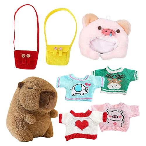 Capybara-Kuscheltier - Niedliche gefüllte Capybara-Raumdekoration, kuscheliges Plüschtier | 9,84 Zoll süße Plüschpuppe Capybara Naptime Puppe mit Kleidung und Accessoires Gefülltes Kissen für Mädchen Capybara-Kuscheltier - Niedliche gefüllte Capybara-Raumdekoration, kuscheliges Plüschtier | 9,84 Zoll süße Plüschpuppe Capybara Naptime Puppe mit Kleidung und Accessoires Gefülltes Kissen für Mädchen von Jlobnyiun
