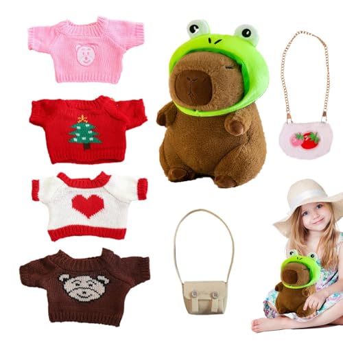 Capybara Stofftier Mit Kleidung,Capybara Plüschtier Mit Kleidung - Capybara-Plüschtiere Umarmen Sich,Niedliche Capybara-Stofftier-Spielzeug-Ankleide-Cartoon-Puppe Mit Pullover-Tasche, Hut Für Heimdeko Capybara Stofftier Mit Kleidung,Capybara Plüschtier Mit Kleidung - Capybara-Plüschtiere Umarmen Sich,Niedliche Capybara-Stofftier-Spielzeug-Ankleide-Cartoon-Puppe Mit Pullover-Tasche, Hut Für Heimdeko von Jlobnyiun