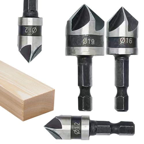 Fasenfräser - Sechskantschaft Senker Für Entgratung - Multifunktionale 90° Gratentfernung Fräser 3er Set Für Holzreparatur & Entgraten Fasenfräser - Sechskantschaft Senker Für Entgratung - Multifunktionale 90° Gratentfernung Fräser 3er Set Für Holzreparatur & Entgraten von Jlobnyiun