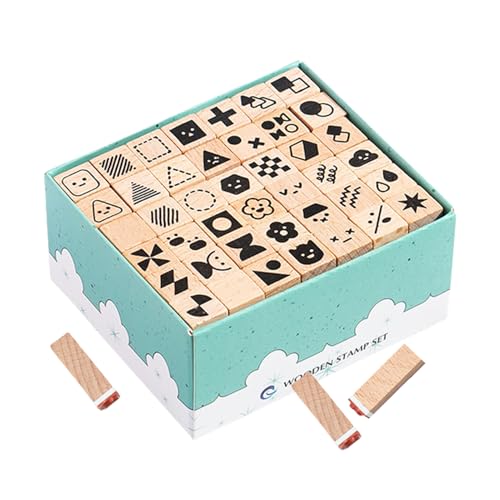 Holzstempel, dekorative Gummi-Stempel, Tier-Bastelset | 42-teiliges Geometrie-Stempel-Set mit Tintenfunktion und DIY-Formen, Zubehör Holzstempel, dekorative Gummi-Stempel, Tier-Bastelset | 42-teiliges Geometrie-Stempel-Set mit Tintenfunktion und DIY-Formen, Zubehör von Jlobnyiun