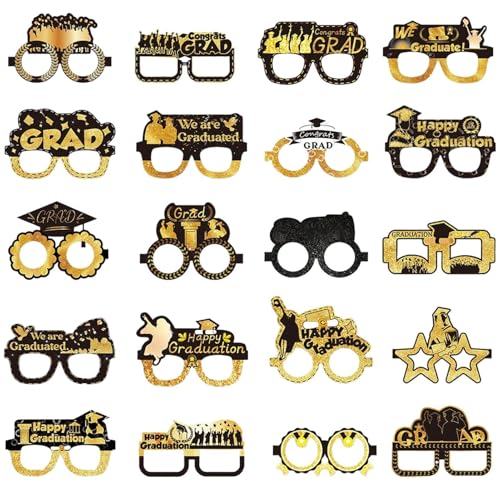 Jlobnyiun Abschlussfeier, Abschlusspapierbrille Rahmen - 20 Stücke Klasse Von 2025 Foto -Requisiten | Lustige Brille Für Partydekorationen Urlaubsbedarf Hausschule Kinder Mädchen Mädchen von Jlobnyiun