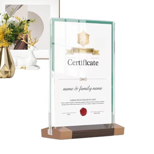 Jlobnyiun Bilderrahmen – Rustikales Holz, Acryl-Display | Ständer für Urkunden aus Holz, transparenter Dokumentenhalter, vertikale horizontale Basis, Auszeichnungsdiplom, Bilddekoration, Tischwand von Jlobnyiun