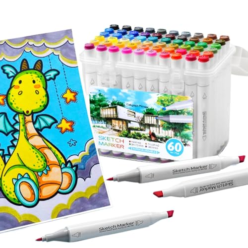 Jlobnyiun Filzstifte zum Schreiben | 60 x Filzstifte mit doppelter Spitze | feine Spitze und Pinsel auf Ölbasis gegen Verblassen, Schulbedarf, Kindergarten, Tagebuch, kreatives Scrapbooking Jlobnyiun Filzstifte zum Schreiben | 60 x Filzstifte mit doppelter Spitze | feine Spitze und Pinsel auf Ölbasis gegen Verblassen, Schulbedarf, Kindergarten, Tagebuch, kreatives Scrapbooking von Jlobnyiun