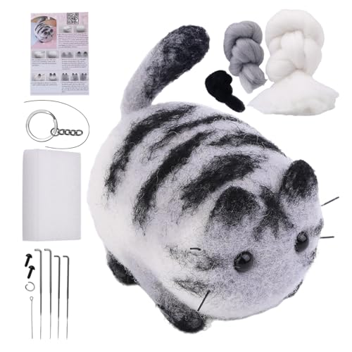 Jlobnyiun Nadelfilz-Set für Anfänger, handgefertigtes Katzenpuppen-Anfänger-Set, sicheres und harmloses Basteltier, Heimdekoration für Einweihungsfeiern, Geburtstage, Weihnachten Jlobnyiun Nadelfilz-Set für Anfänger, handgefertigtes Katzenpuppen-Anfänger-Set, sicheres und harmloses Basteltier, Heimdekoration für Einweihungsfeiern, Geburtstage, Weihnachten von Jlobnyiun