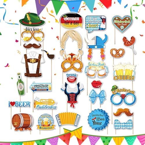 Jlobnyiun Oktoberfest Photo Booth Requisiten | Deutsches Bierfest Photo Booth Requisiten | Party Supplies Lustige Urlaub für Feier Bayern Feier Selfie Fotoshooting Hochzeit von Jlobnyiun