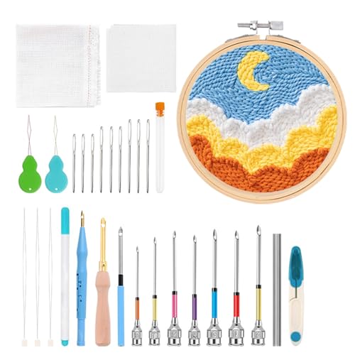 Jlobnyiun Starter-Set Nadelpunch Für Anfänger,Handwerkliche Stickwerkzeuge - Einstellbares Kit Für Garnprojekte, Kissen Und Textilien Jlobnyiun Starter-Set Nadelpunch Für Anfänger,Handwerkliche Stickwerkzeuge - Einstellbares Kit Für Garnprojekte, Kissen Und Textilien von Jlobnyiun