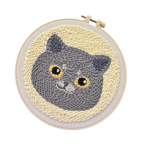 Jlobnyiun Stickerei-Sets mit Muster – Stickset zum Selbermachen, komplettes Stickset mit niedlicher Katze für Anfänger | Strickkunst für Erwachsene und Innenwand-Dekoration für Jlobnyiun Stickerei-Sets mit Muster – Stickset zum Selbermachen, komplettes Stickset mit niedlicher Katze für Anfänger | Strickkunst für Erwachsene und Innenwand-Dekoration für von Jlobnyiun