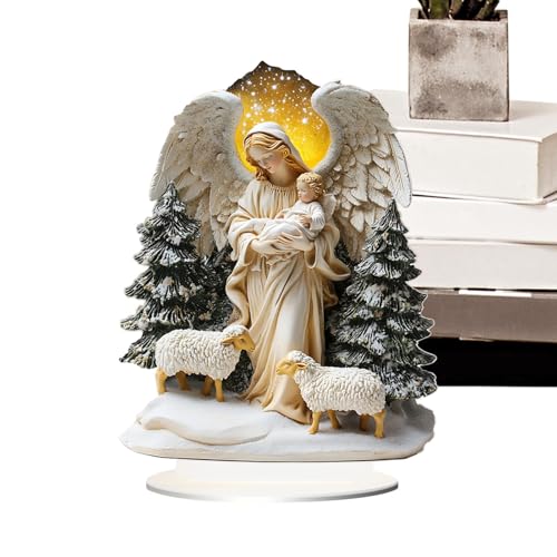 Krippe Tischdeko - Tischdekoration zur Geburt - Marienzeichen mit dem Jesuskind | 2D Acryl Festival Tischschild Ornament für Party Tischplatte, Dez Krippe Tischdeko - Tischdekoration zur Geburt - Marienzeichen mit dem Jesuskind | 2D Acryl Festival Tischschild Ornament für Party Tischplatte, Dez von Jlobnyiun