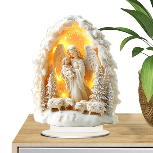 Krippen-Tischdekorationen – Krippen-Dekoration – Maria-Zeichen mit dem Jesuskind | 2D-Acryl-Festival-Tischschild, Ornament für Tischplatte, Party, Dekoration Krippen-Tischdekorationen – Krippen-Dekoration – Maria-Zeichen mit dem Jesuskind | 2D-Acryl-Festival-Tischschild, Ornament für Tischplatte, Party, Dekoration von Jlobnyiun