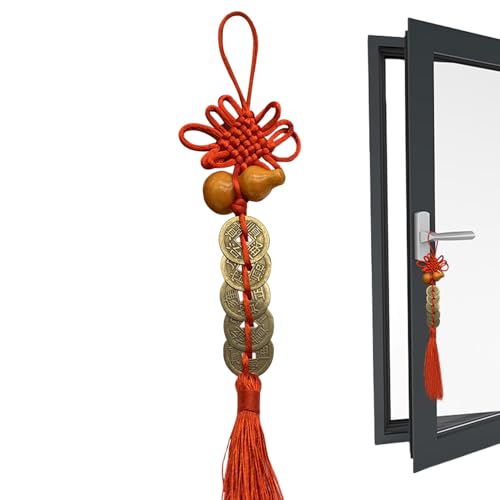 , Ornament, Wohlstandsknoten-Anhänger, mittlere Größe mit fünf Kaisermünzen, Quaste, glückverheißende Hängedekoration für Erfolgs-Energie und Segen für den Hauseingang , Ornament, Wohlstandsknoten-Anhänger, mittlere Größe mit fünf Kaisermünzen, Quaste, glückverheißende Hängedekoration für Erfolgs-Energie und Segen für den Hauseingang von Jlobnyiun